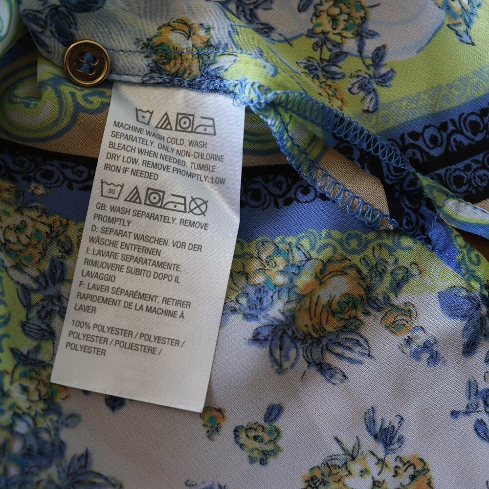 Susan Graver SIZE 18W Printed Sheer Chiffon Button Vest Green Blue A353359 - Picture 9 of 9